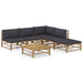 6 Piece Garden Lounge Set with Dark Grey Cushions Bamboo