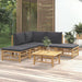 6 Piece Garden Lounge Set with Dark Grey Cushions Bamboo