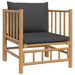 6 Piece Garden Lounge Set with Dark Grey Cushions Bamboo