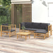 6 Piece Garden Lounge Set with Dark Grey Cushions Bamboo