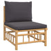 6 Piece Garden Lounge Set with Dark Grey Cushions Bamboo