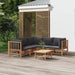 6 Piece Garden Lounge Set with Dark Grey Cushions Bamboo