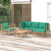 6 Piece Garden Lounge Set with Green Cushions Bamboo Toppoai