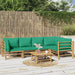 6 Piece Garden Lounge Set with Green Cushions Bamboo Toppolk