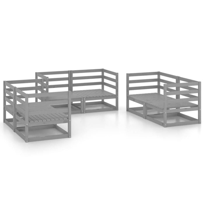6 Piece Garden Lounge Set Grey Solid Pinewood Tbipaao