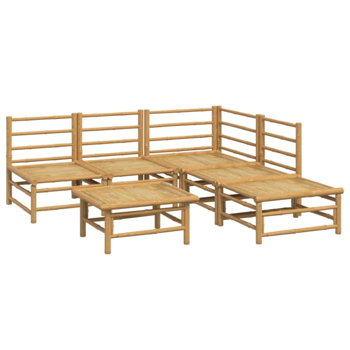 6 Piece Garden Lounge Set with Light Grey Cushions Bamboo