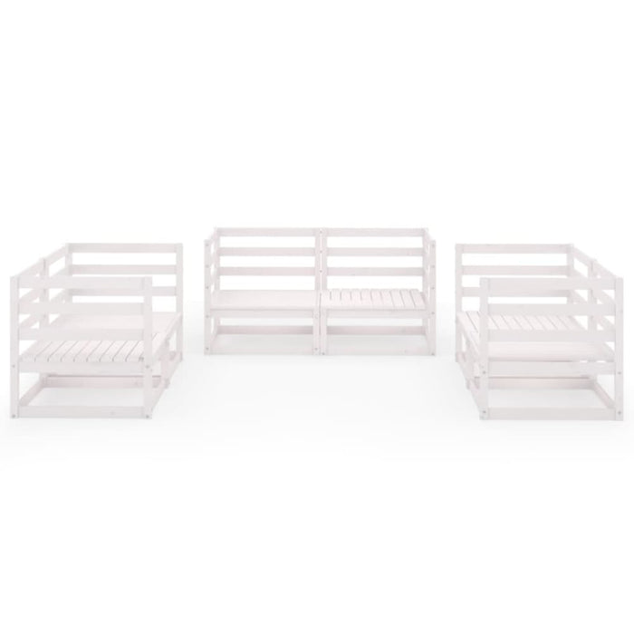 6 Piece Garden Lounge Set White Solid Pinewood Tbipaab
