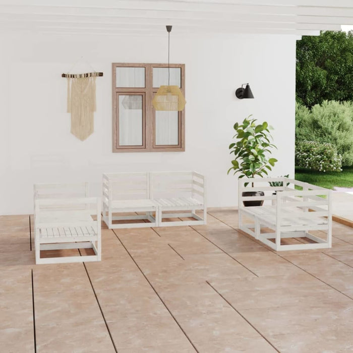 6 Piece Garden Lounge Set White Solid Pinewood Tbipaab
