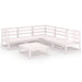 6 Piece Garden Lounge Set White Solid Pinewood Tbipitb
