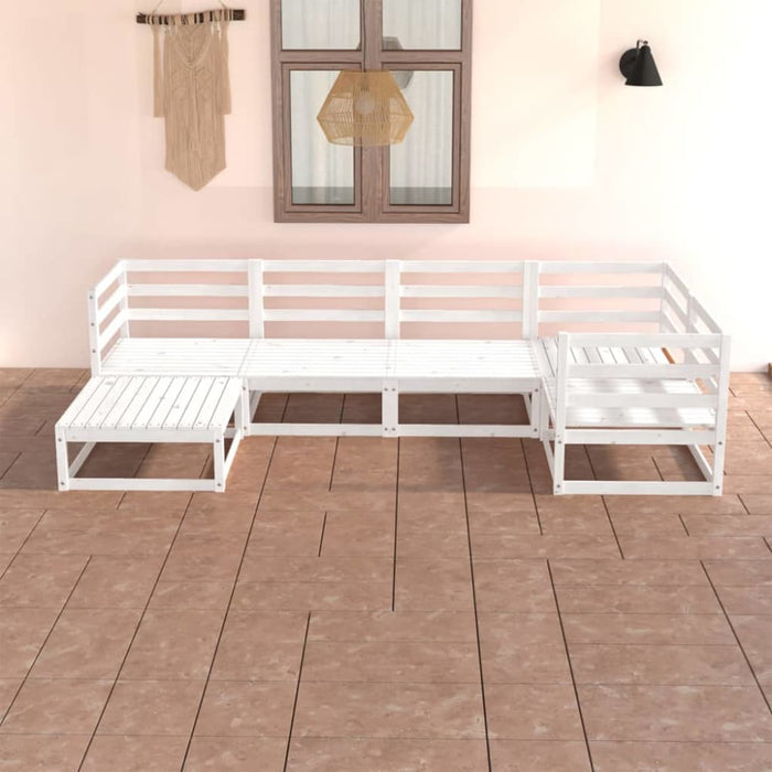 6 Piece Garden Lounge Set White Solid Pinewood Tbiplnp