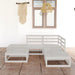 6 Piece Garden Lounge Set White Solid Pinewood Tbippbb