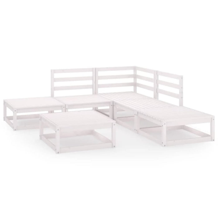 6 Piece Garden Lounge Set White Solid Pinewood Tbippbb