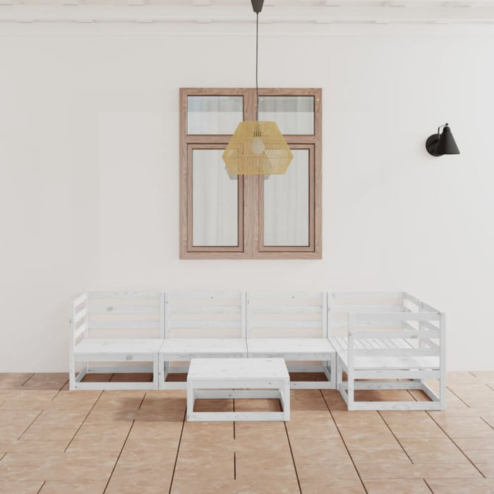 6 Piece Garden Lounge Set White Solid Pinewood Tbipplb