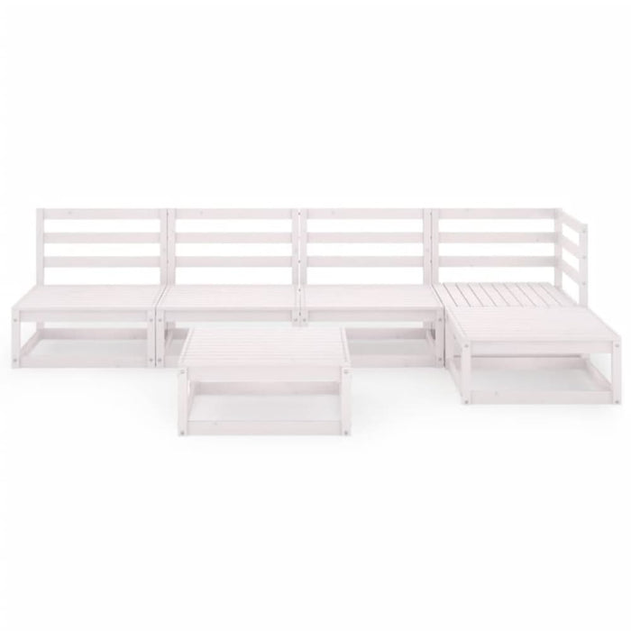 6 Piece Garden Lounge Set White Solid Pinewood Tbippxb
