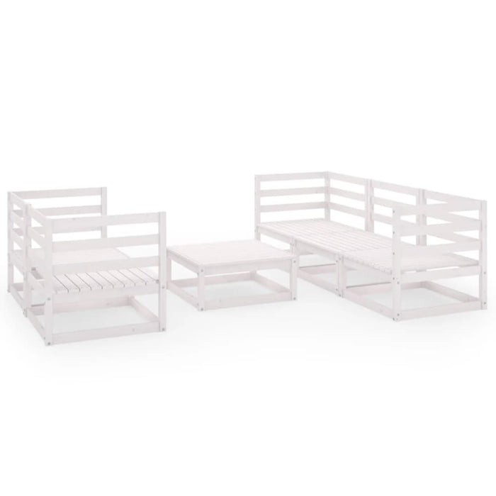 6 Piece Garden Lounge Set White Solid Pinewood Tbipttb