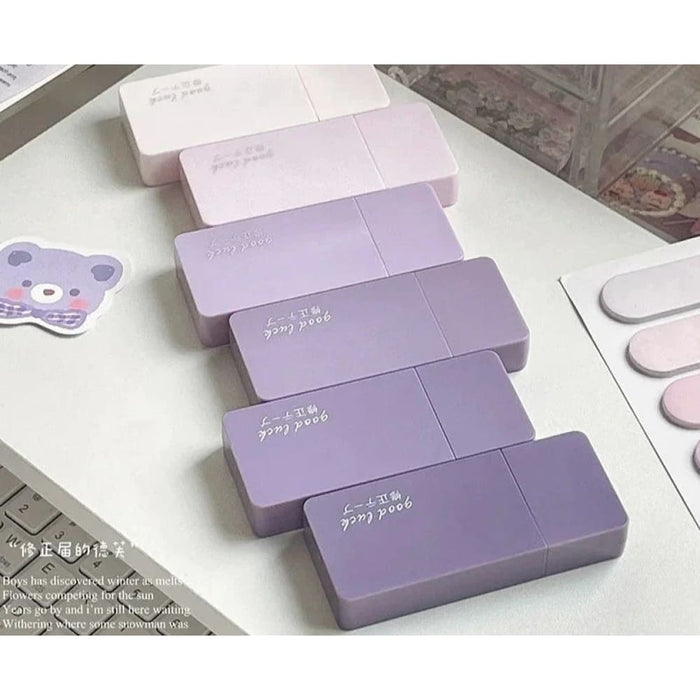 6 Piece Gradient Purple White Correction Tape Set Kawaii