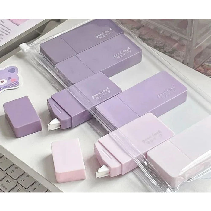 6 Piece Gradient Purple White Correction Tape Set Kawaii