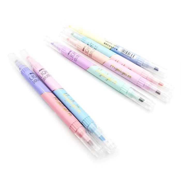 6 Piece Highlighter Set Kawaii Fluorescent Colours
