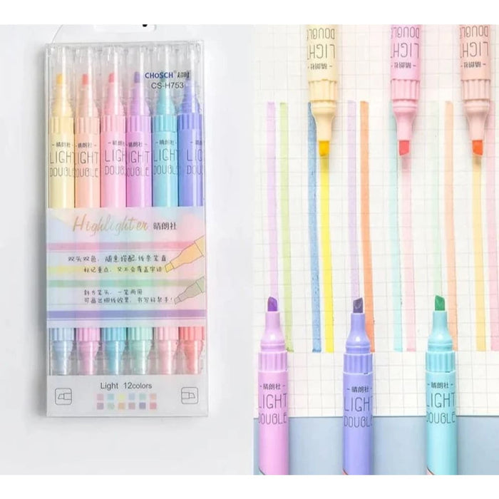 6 Piece Highlighter Set Kawaii Fluorescent Colours