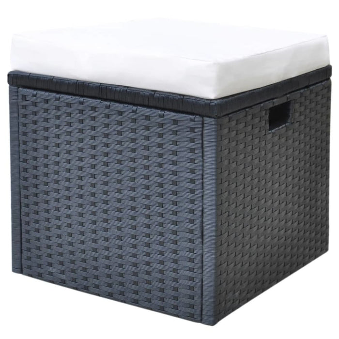 6 Piece Outdoor Dining Set with Cushions Poly Rattan Black