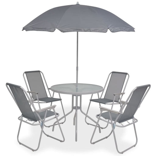 6 Piece Outdoor Dining Set Steel and Textilene Grey Atinp