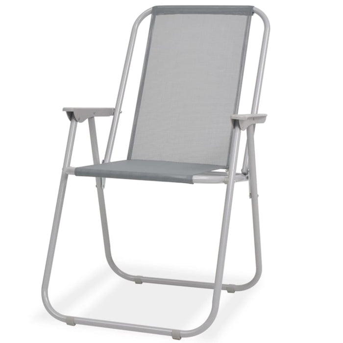 6 Piece Outdoor Dining Set Steel and Textilene Grey Atinp