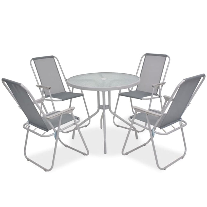 6 Piece Outdoor Dining Set Steel and Textilene Grey Atinp