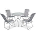 6 Piece Outdoor Dining Set Steel and Textilene Grey Atinp