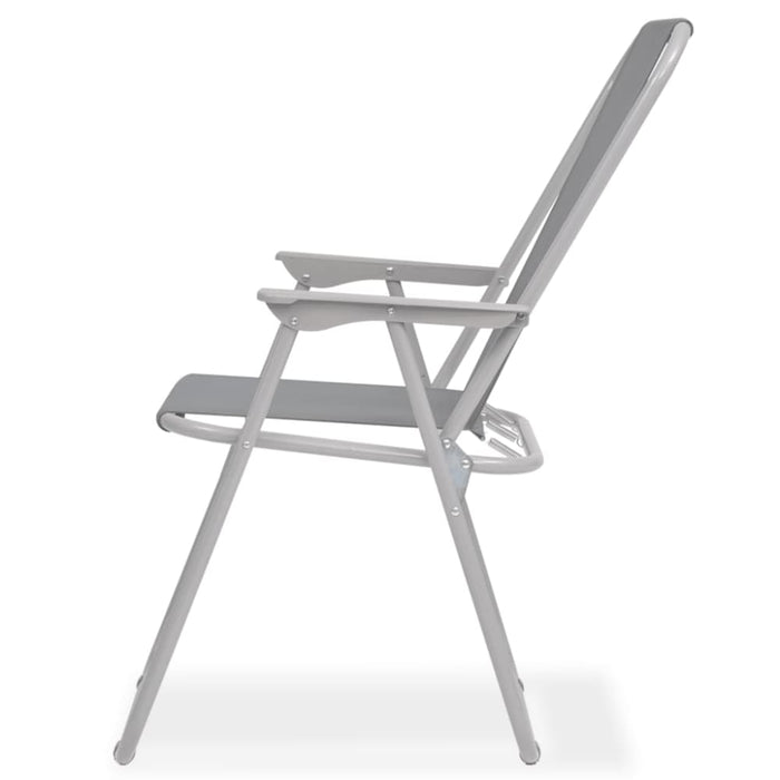 6 Piece Outdoor Dining Set Steel and Textilene Grey Atinp