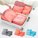 6 Piece Pink Blue Grey Travel Storage Bags Waterproof Large
