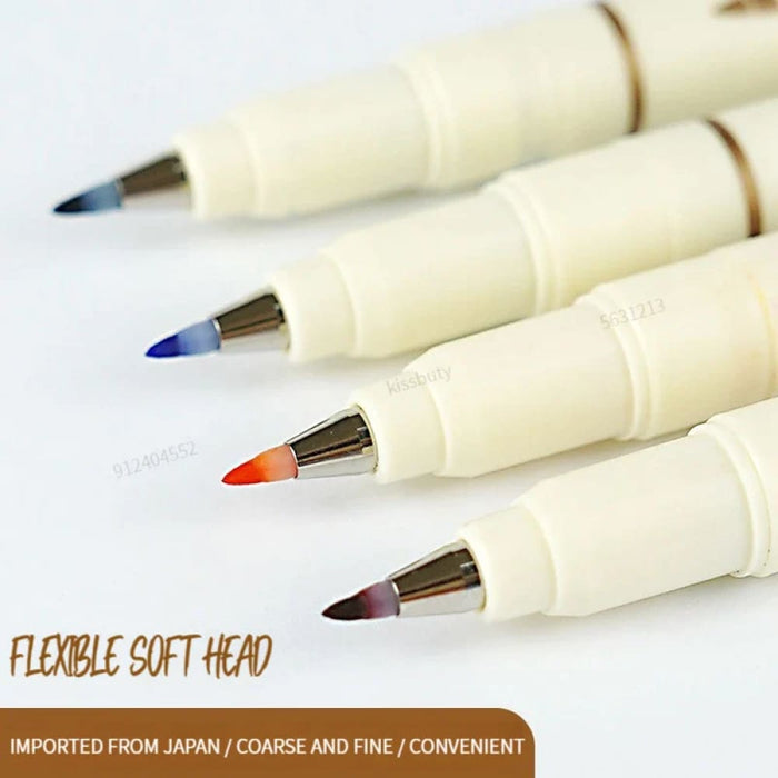 6 Piece Retro Colour Lettering Art Marker Set Soft Brush