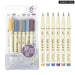 6 Piece Retro Colour Lettering Art Marker Set Soft Brush
