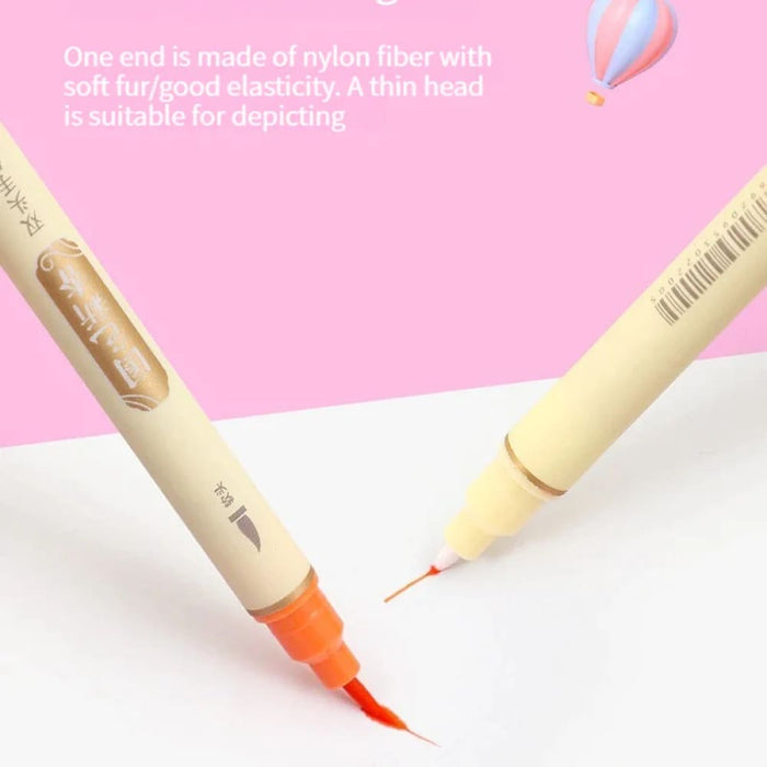 6 Piece Retro Double Tip Marker Pens Watercolour