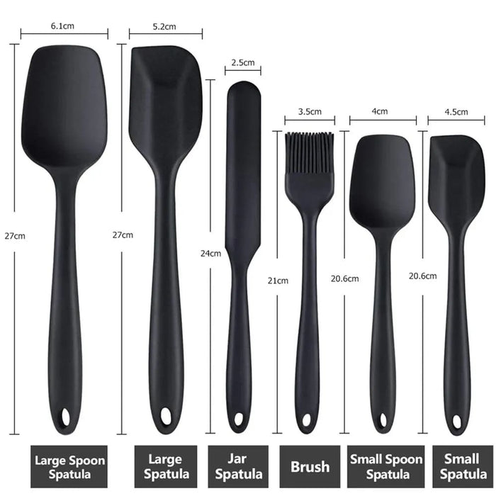 6 Piece Silicone Spatula Set For Cooking And Baking