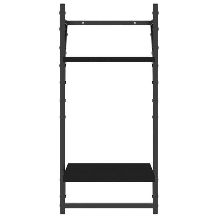 6 Piece Wall Shelf Set with Bars Black Engineered Wood