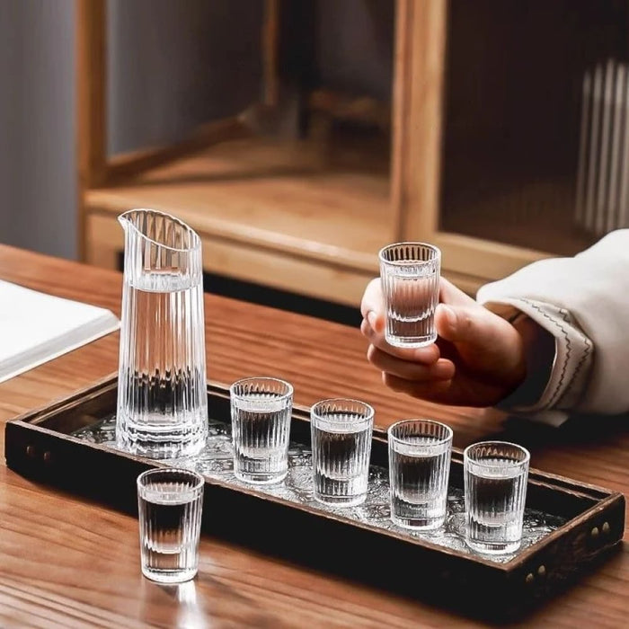 6 Piece White Wine Glass Set with Divider and Bullet Design