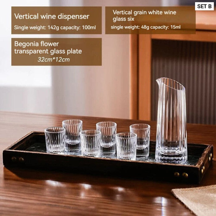 6 Piece White Wine Glass Set with Divider and Bullet Design