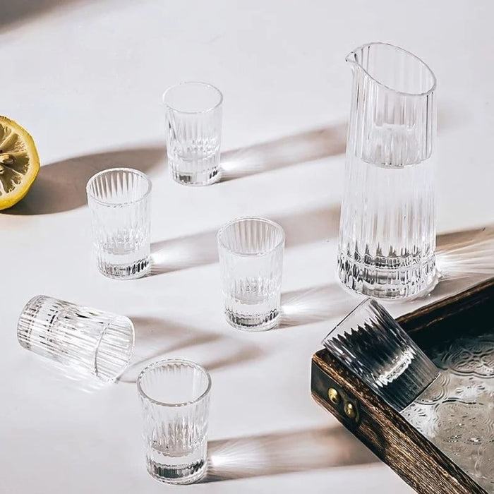 6 Piece White Wine Glass Set with Divider and Bullet Design