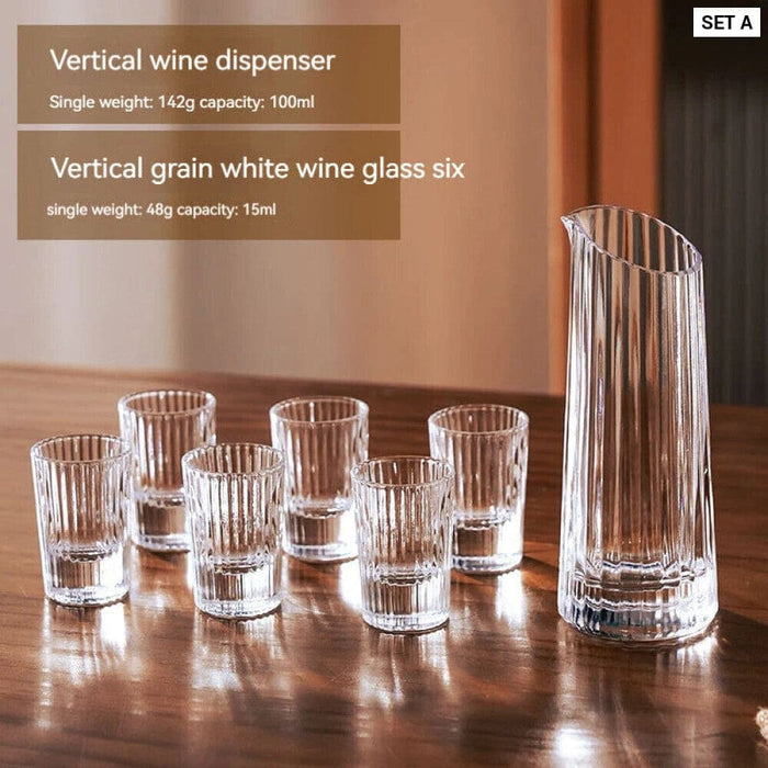 6 Piece White Wine Glass Set with Divider and Bullet Design