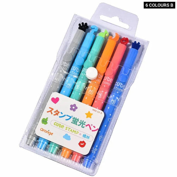 6 Pieces Candy Colour Highlighters Set Creative Fluorescent