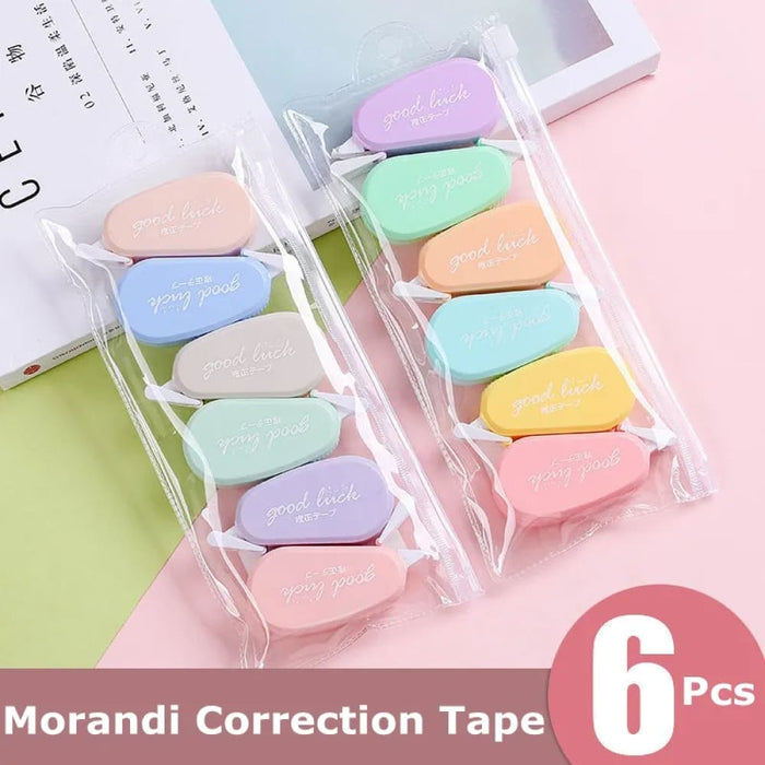 6 Pieces Correction Tape Set Solid Colour Translucent