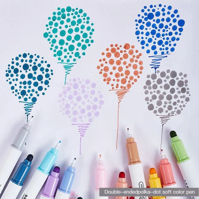 6 Pieces Dual Tip Dot Highlighter Set for Drawing Painting