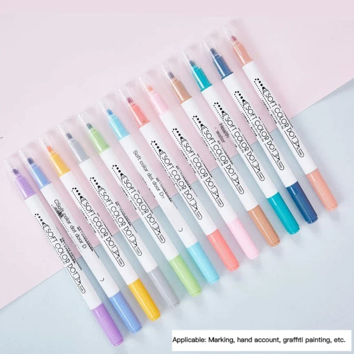 6 Pieces Dual Tip Dot Highlighter Set for Drawing Painting