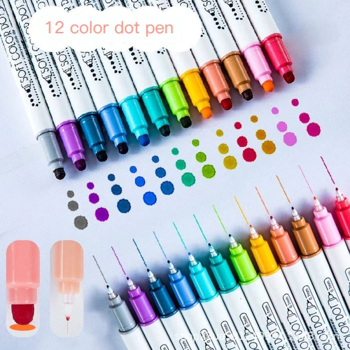 6 Pieces Dual Tip Dot Highlighter Set for Drawing Painting