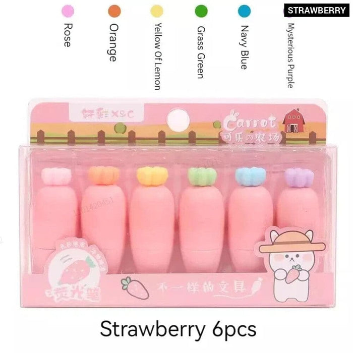 6 Pieces Melon Shape Fluorescent Highlighters Creative