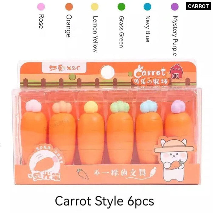 6 Pieces Melon Shape Fluorescent Highlighters Creative