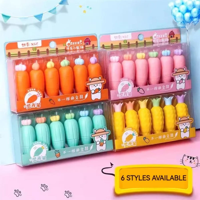 6 Pieces Melon Shape Fluorescent Highlighters Creative