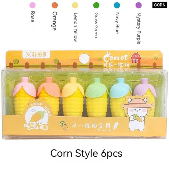 6 Pieces Melon Shape Fluorescent Highlighters Creative