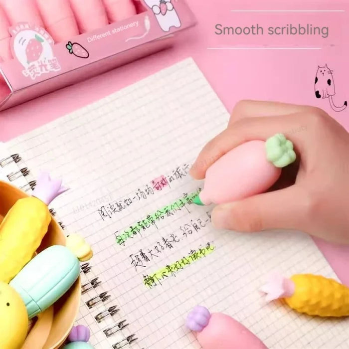 6 Pieces Melon Shape Fluorescent Highlighters Creative