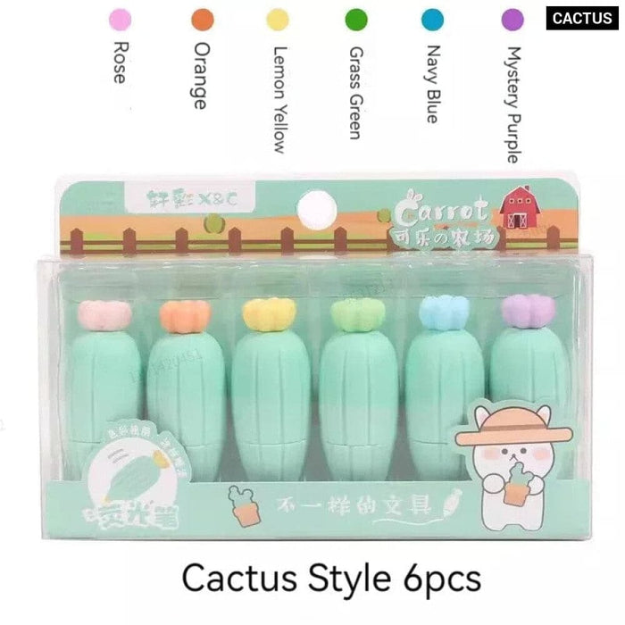 6 Pieces Melon Shape Fluorescent Highlighters Creative